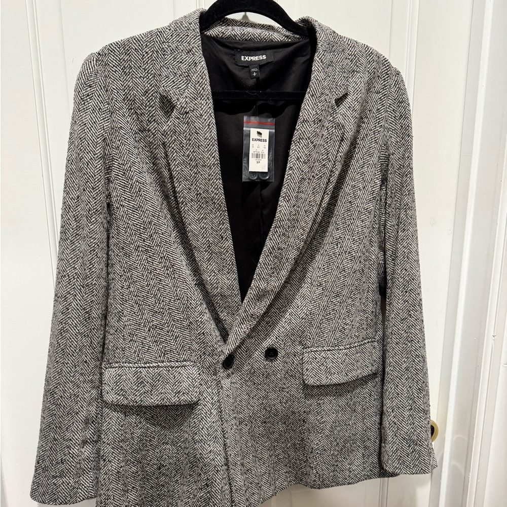 Express Charcoal Herringbone Sport Coat